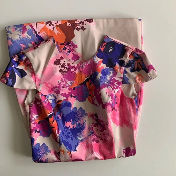 NWT H&M Fashion Star Structured Floral Print Dress w/ Cap Sleeves Size 4 - Picture 13 of 14